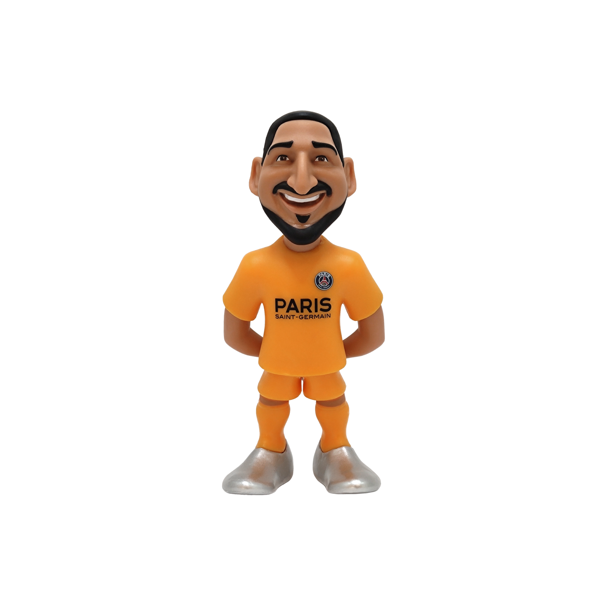 Official PSG Minix Football Stars 12cm collectible figurine in orange Paris Saint-Germain kit with detailed sculpt and display-ready box