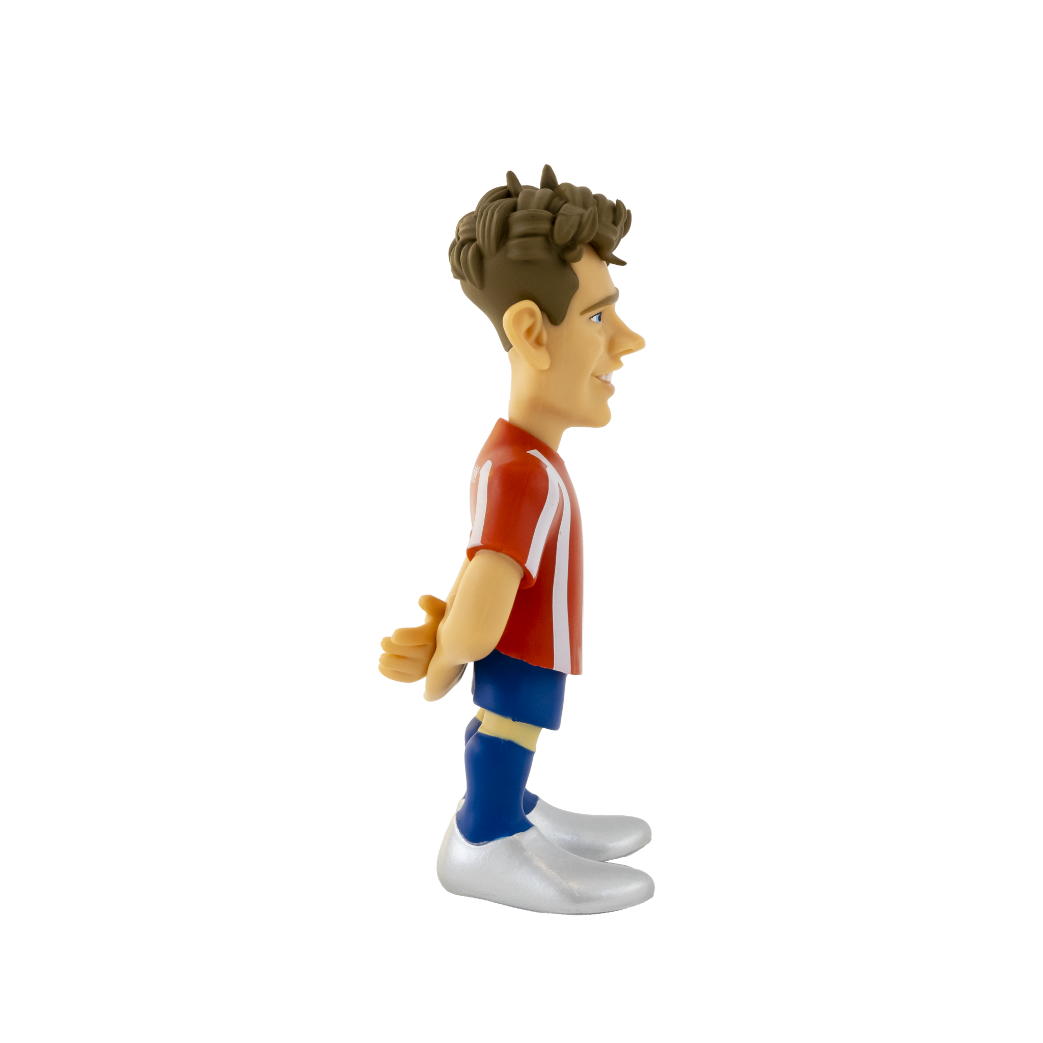Minix Antoine Griezmann 12cm collectible figurine in Atlético Madrid home kit with stylized design and bold colors.
