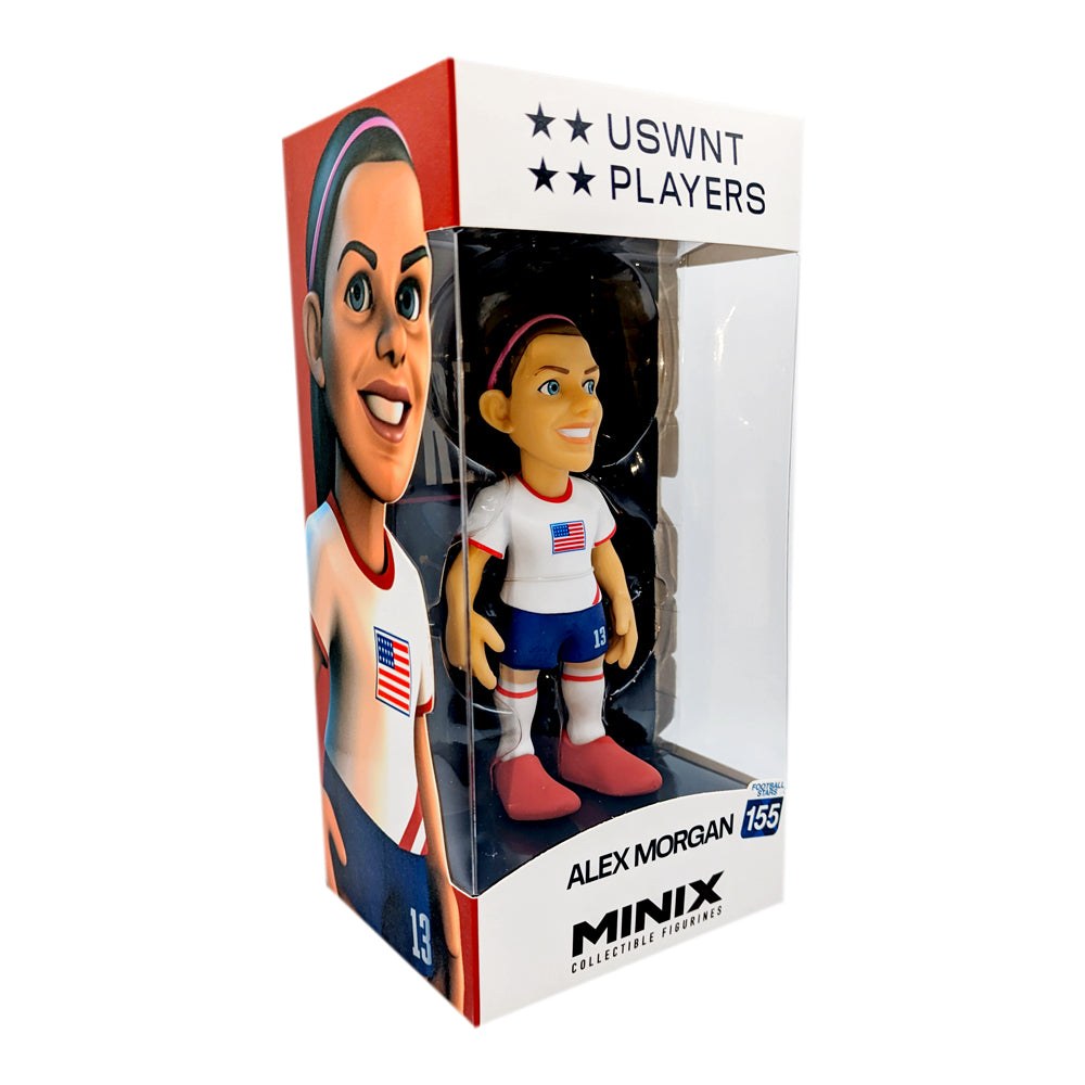 Minix Alex Morgan 12cm collectible figurine in USA Women’s National Team kit, officially licensed USWNT soccer star figure in display box