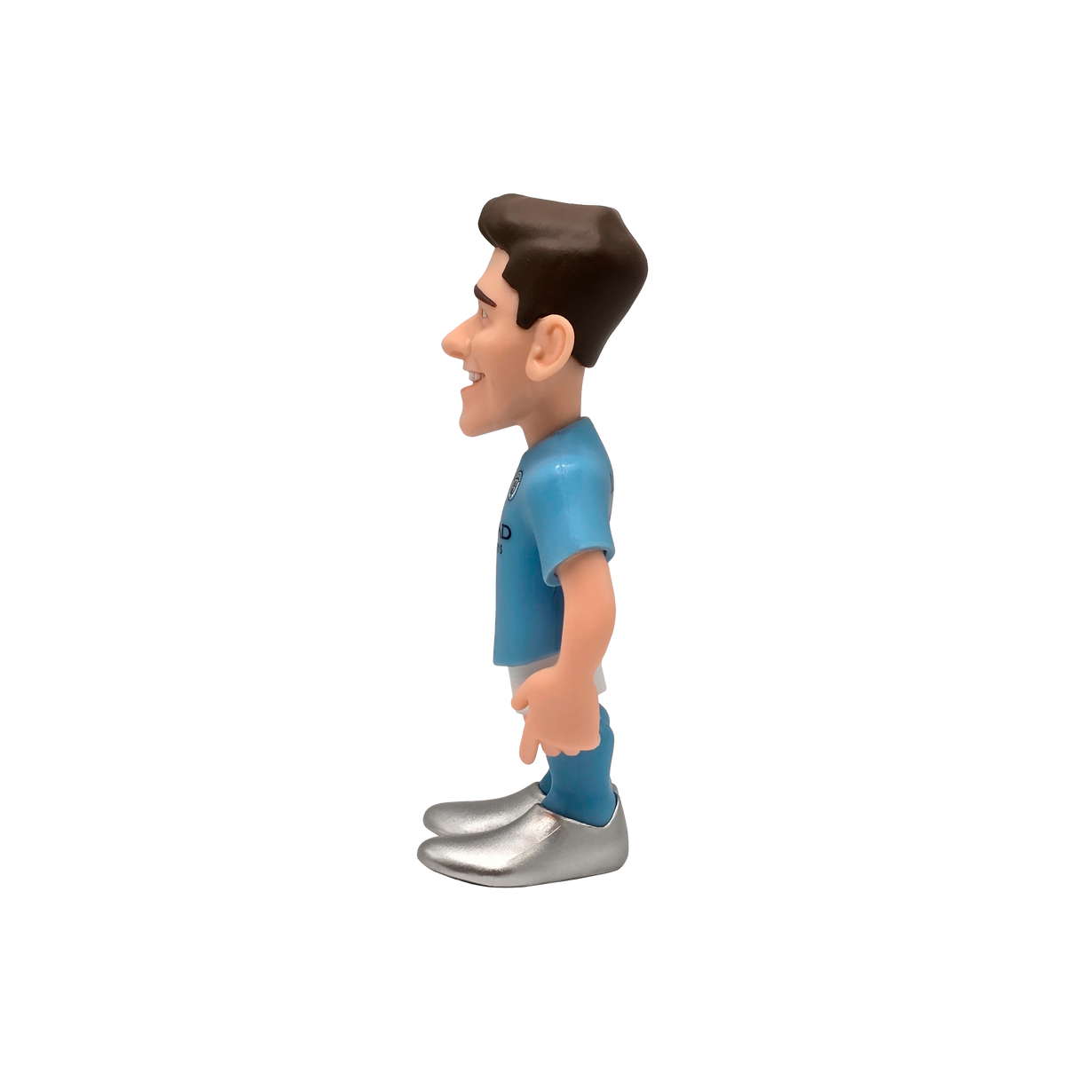 Minix Julián Álvarez Manchester City figurine in a sky-blue football kit, with brown hair and silver shoes.