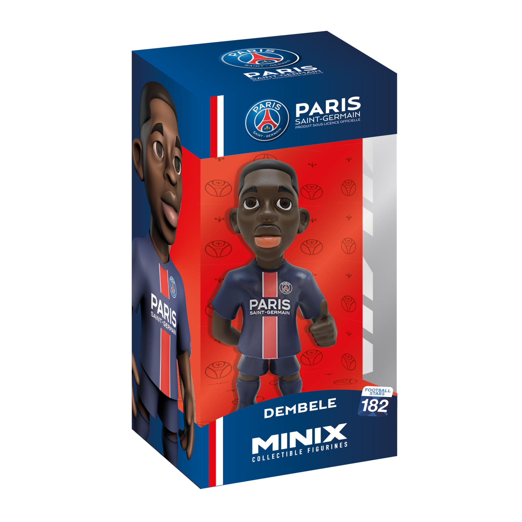 Minix PSG 12cm collectible PSG football star figurines including Kylian Mbappé and Dembélé displays