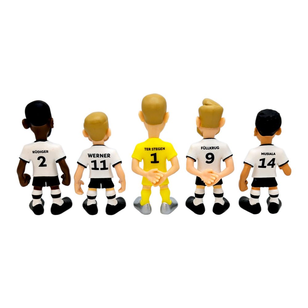 Minix Germany National Team 5-Pack collectible figurines featuring Ter Stegen, Gündoğan, Rüdiger, Füllkrug, and Musiala