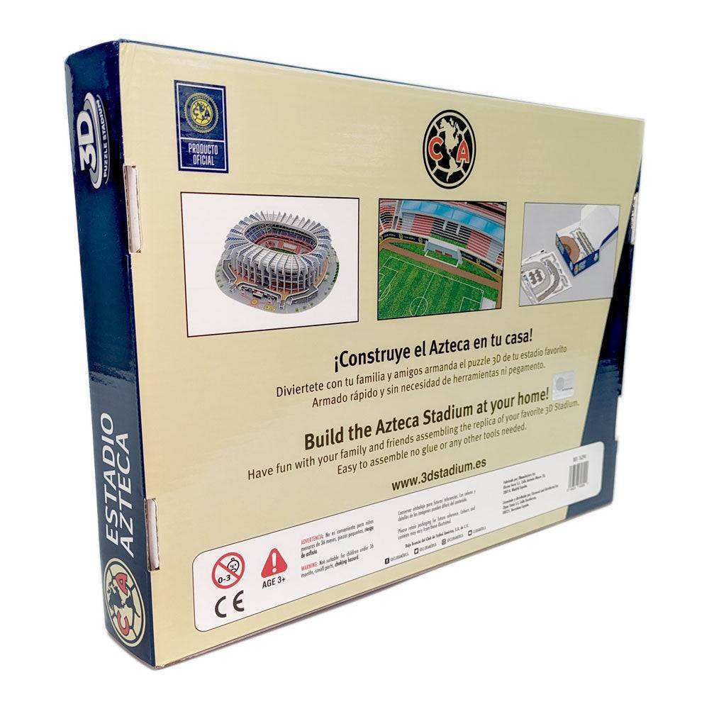 Azteca Soccer Stadium 3D puzzle box featuring Mexico and America teams stadium model