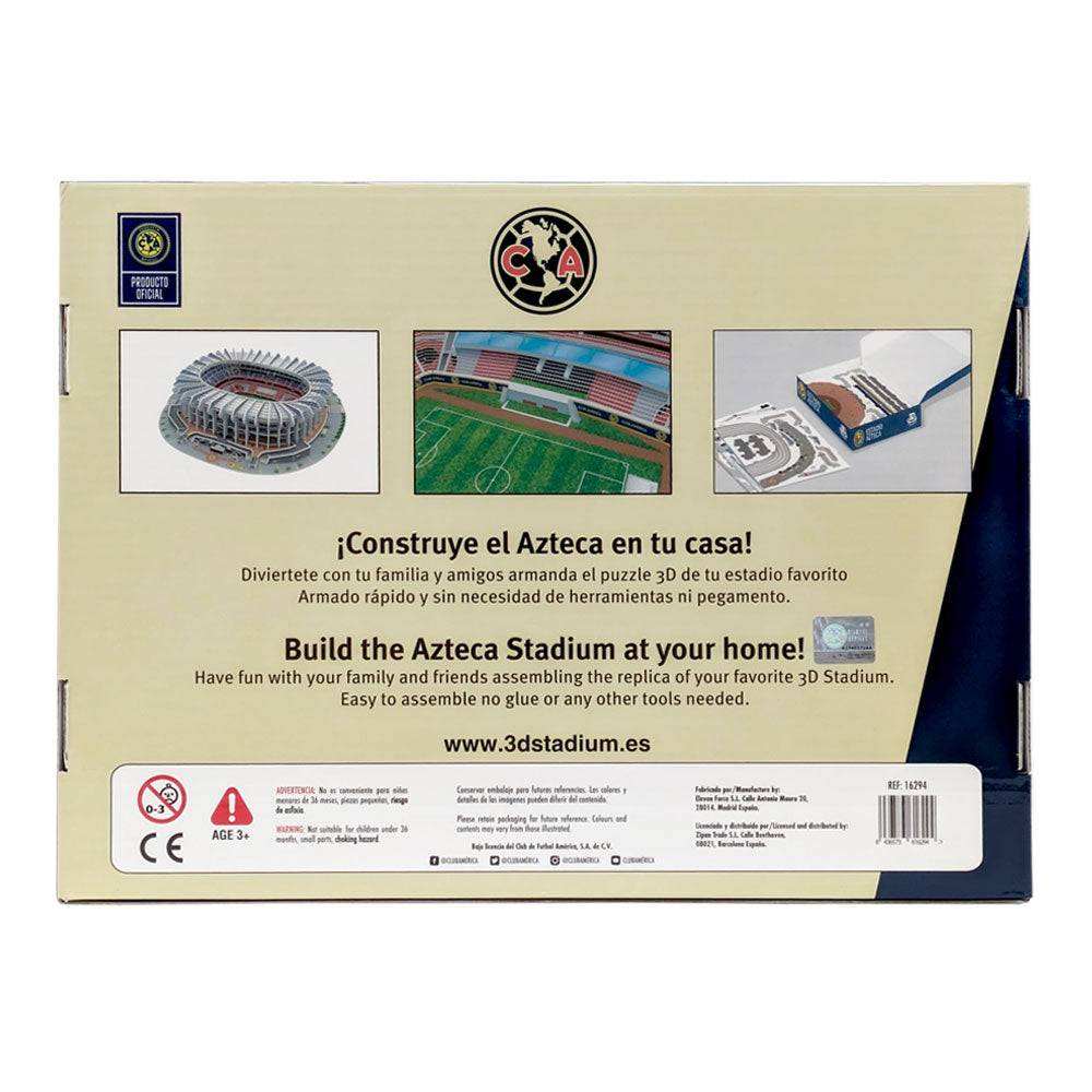 Azteca Soccer Stadium 3D puzzle box showing detailed stadium model and assembly instructions