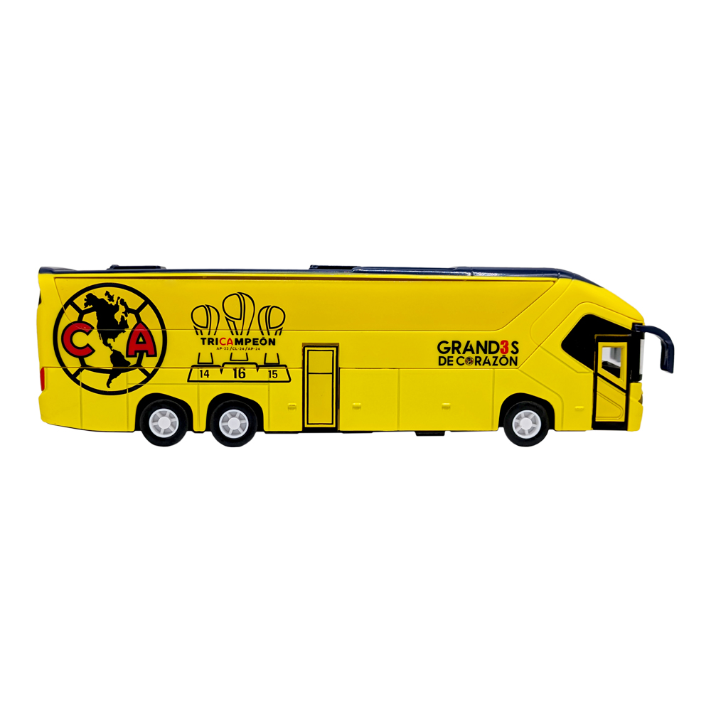 Official collectible miniature team bus die-cast model in yellow with detailed club branding and authentic colors