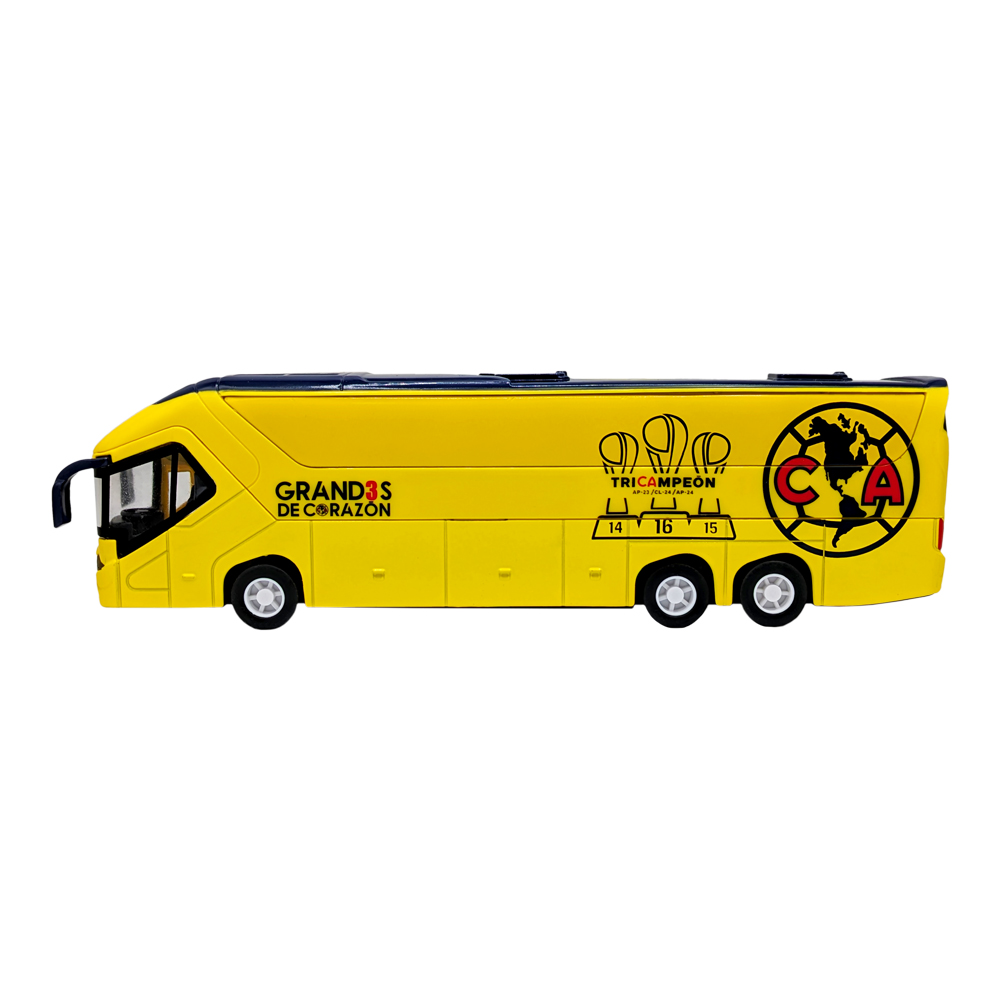 Official collectible miniature team bus die-cast model in authentic yellow club colors with detailed exterior and branding.