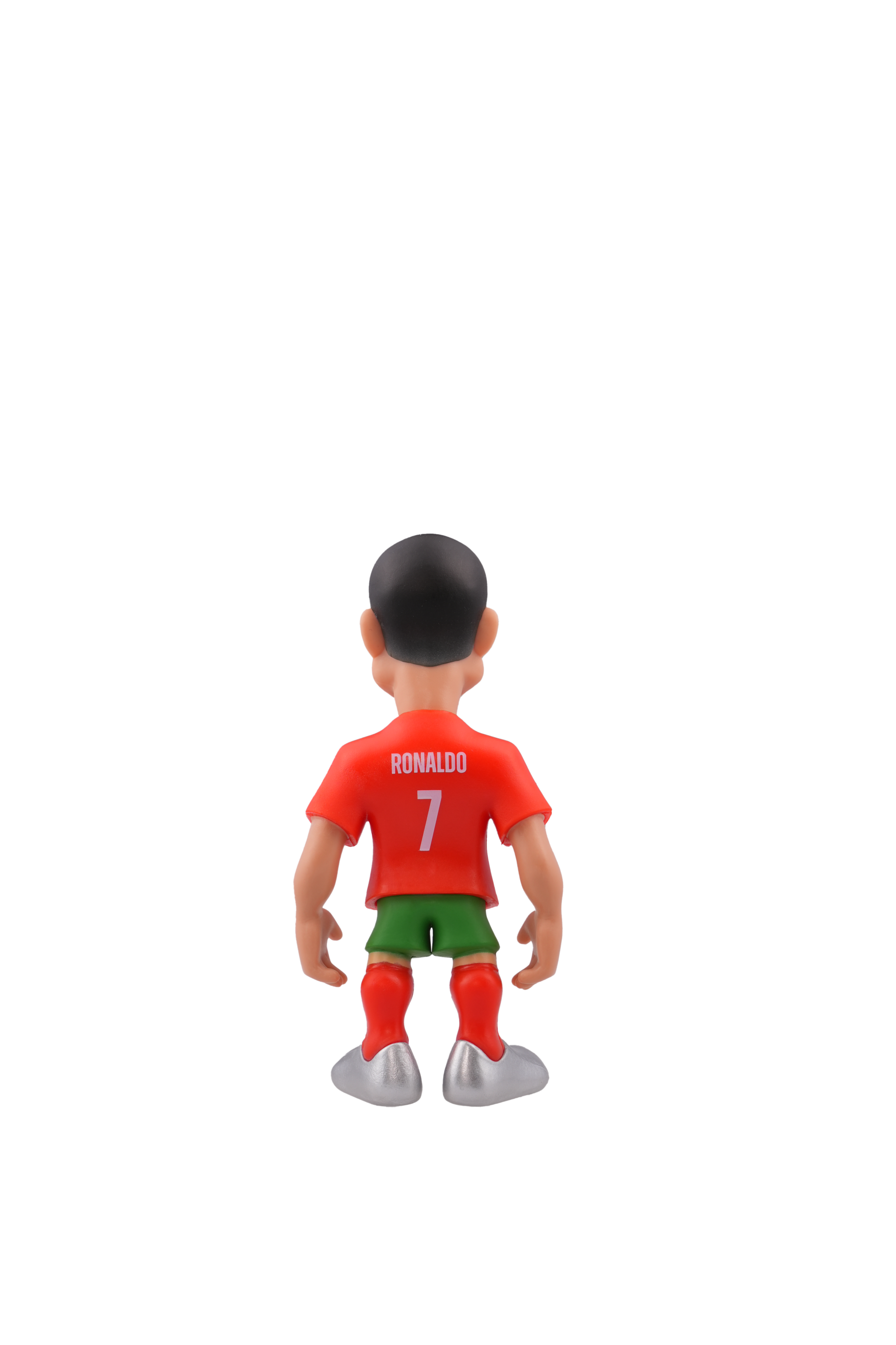 Minix Portugal collectible figurine of Ronaldo in official red and green kit, 12cm tall.