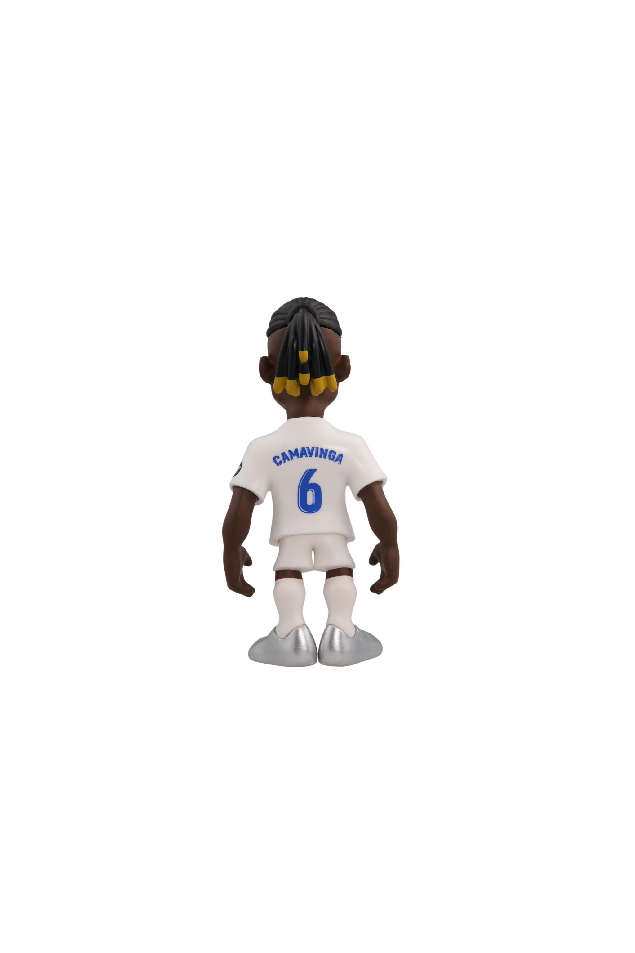 Minix Real Madrid 12cm collectible football figurine of Camavinga in official team kit, rear view