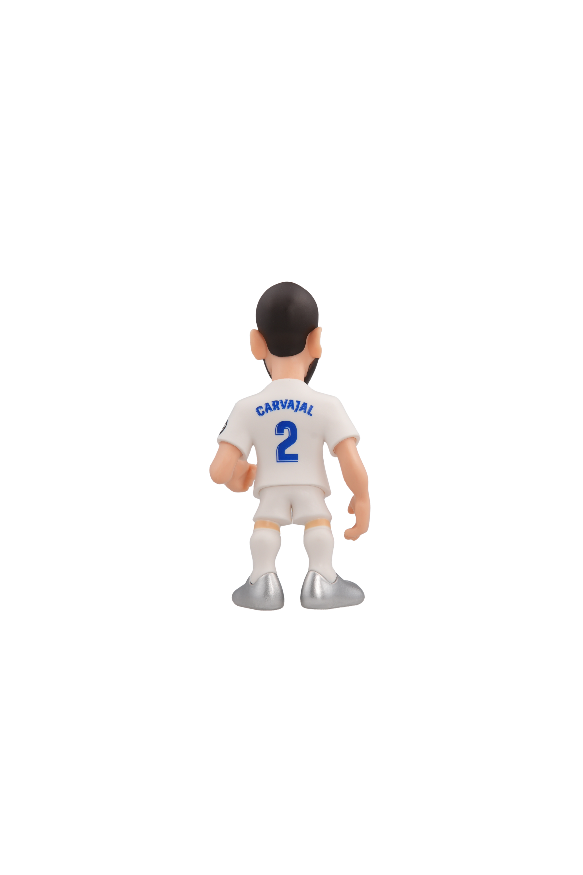 Minix Real Madrid collectible figurine of player Carvajal in white kit, 12cm tall, official licensed merchandise.