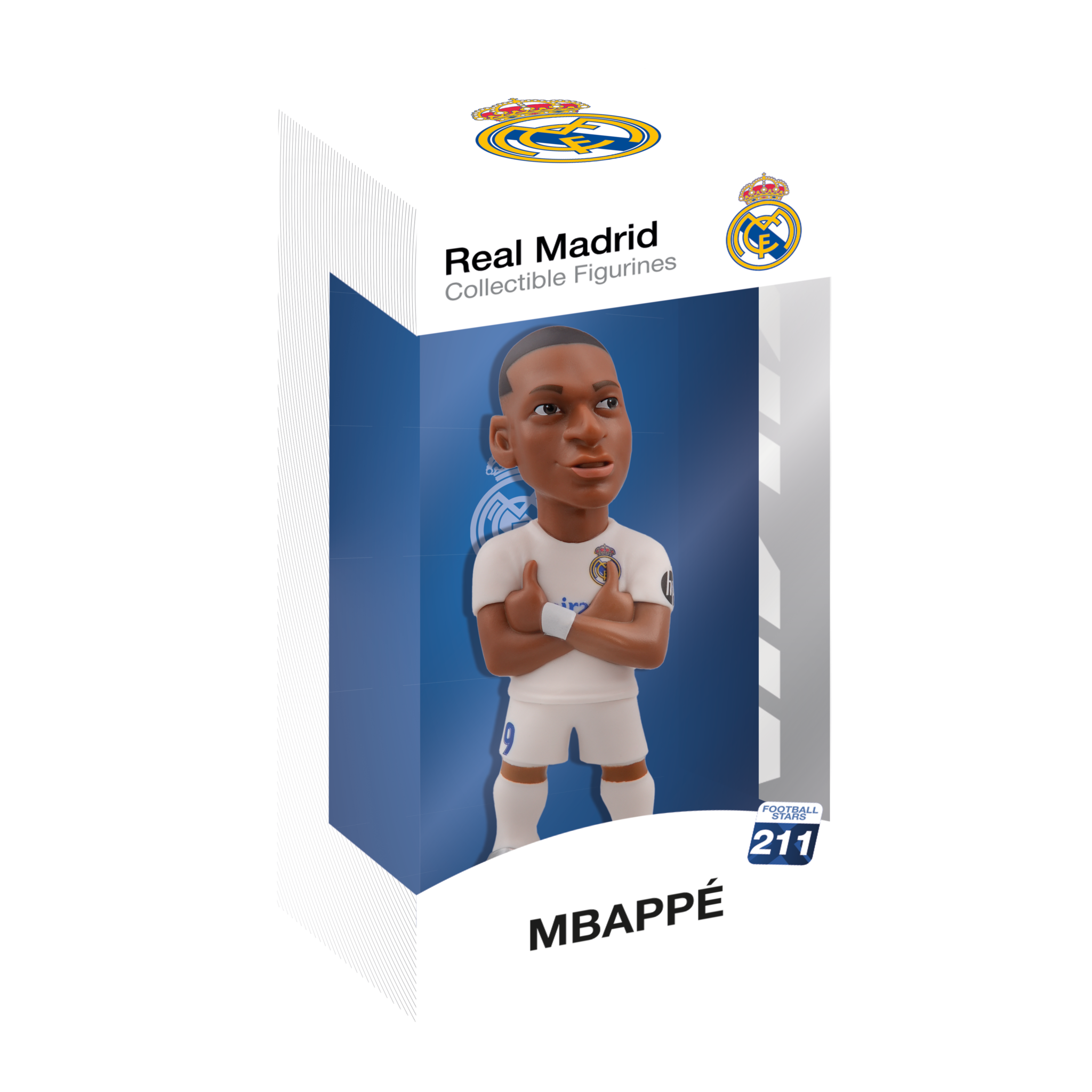 Minix Real Madrid 12cm collectible figurine of Mbappé in official team kit in display box