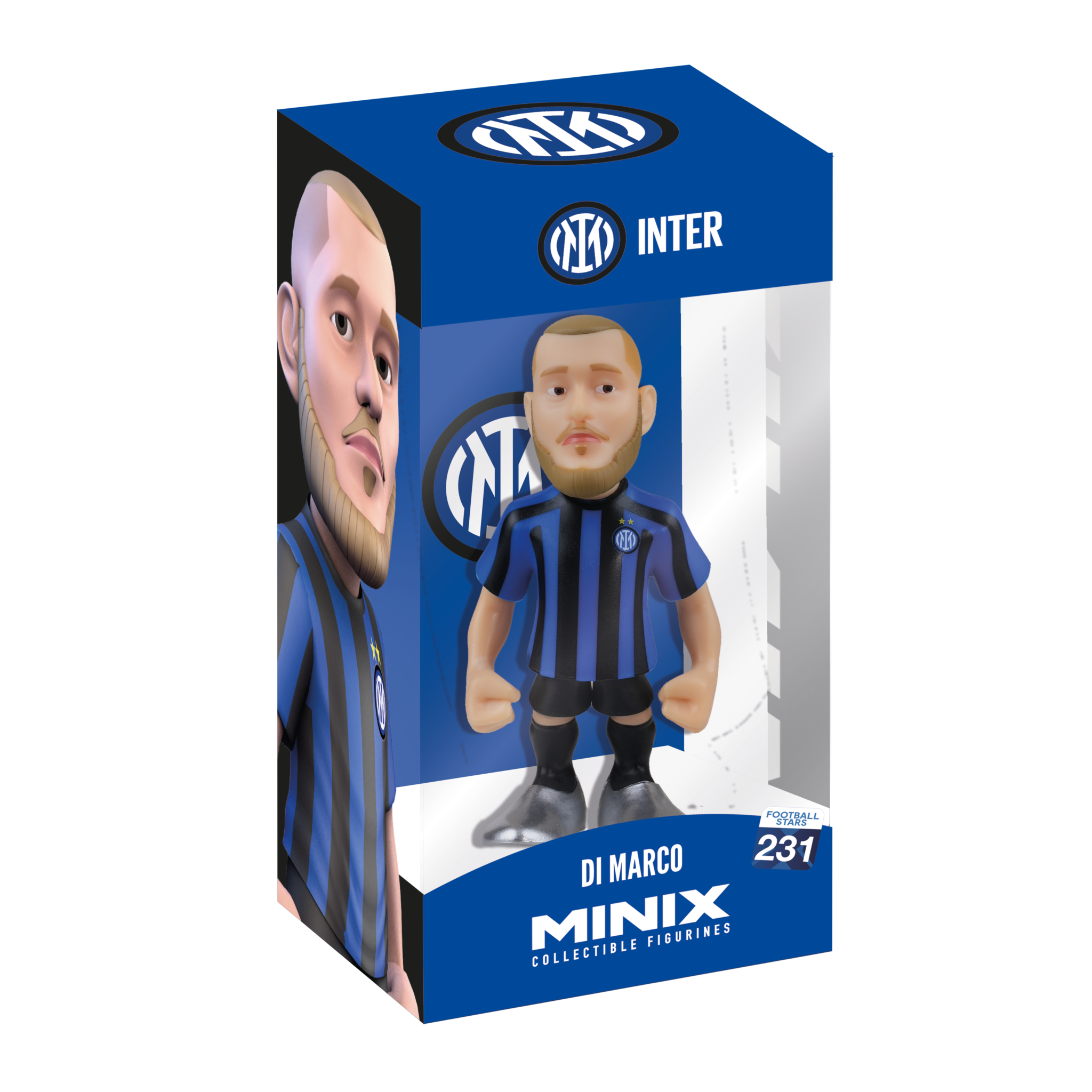 Minix Inter Milan official licensed 12cm football star figurine of player Di Marco in blue and black striped jersey in display box