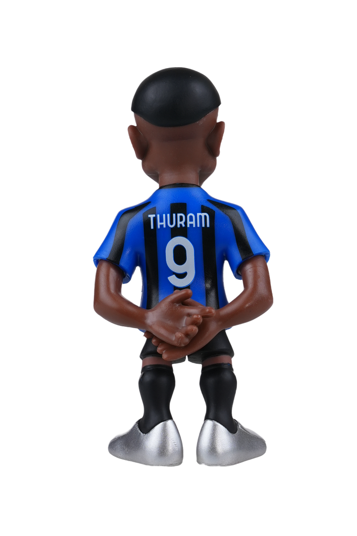 Minix Inter Milan 12cm official licensed football player figurine wearing black and blue jersey number 9 Thuram.