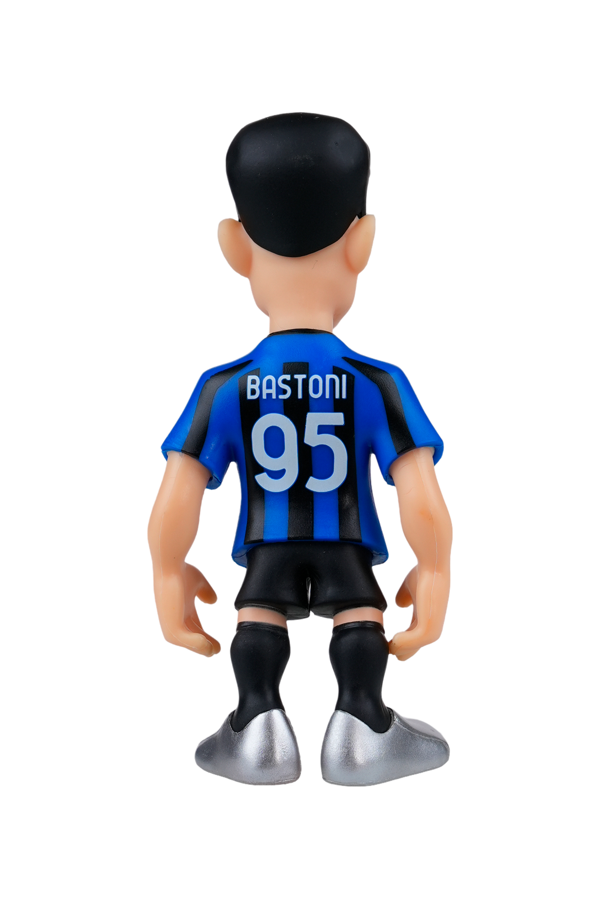 Minix Inter Milan 12cm collectible figurine of player Bastoni in official black and blue kit, back view