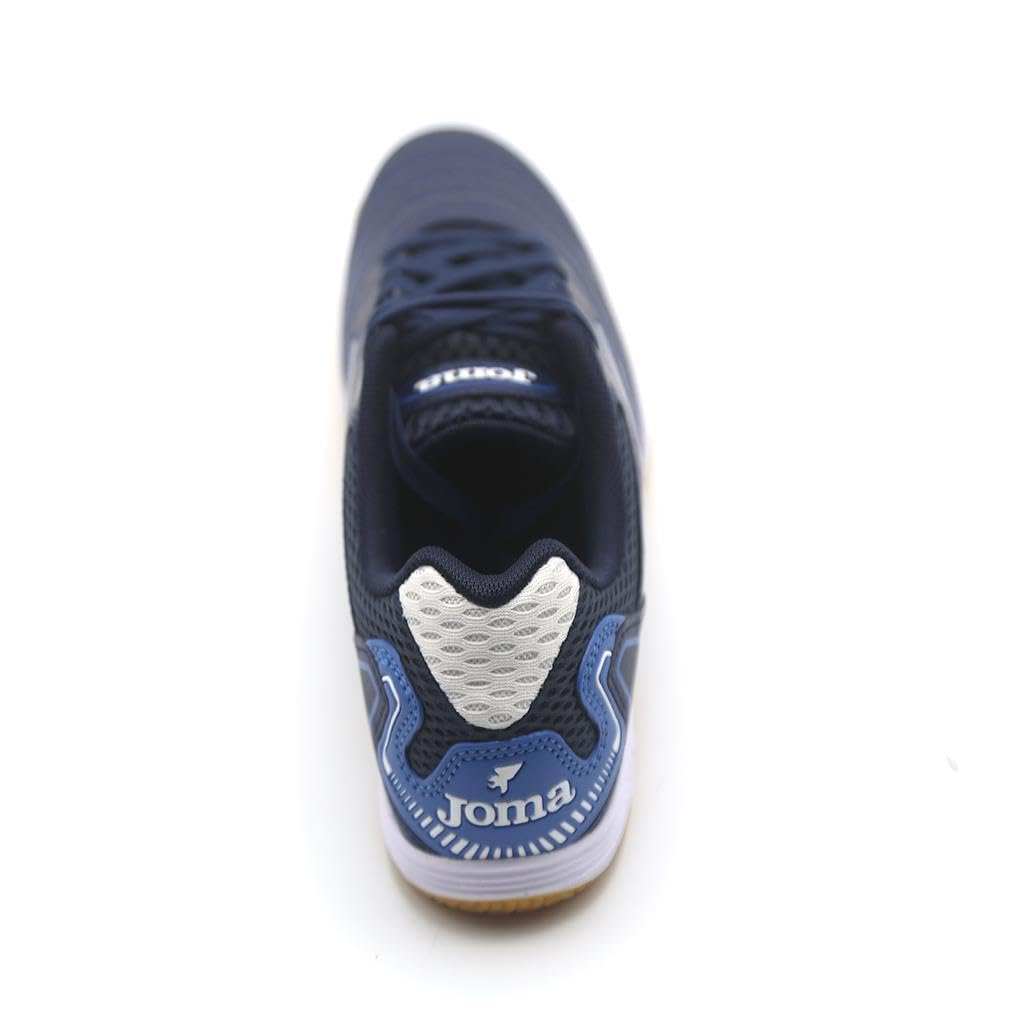 Joma Maxima white unisex futsal boot with synthetic upper, laces, and durable rubber sole