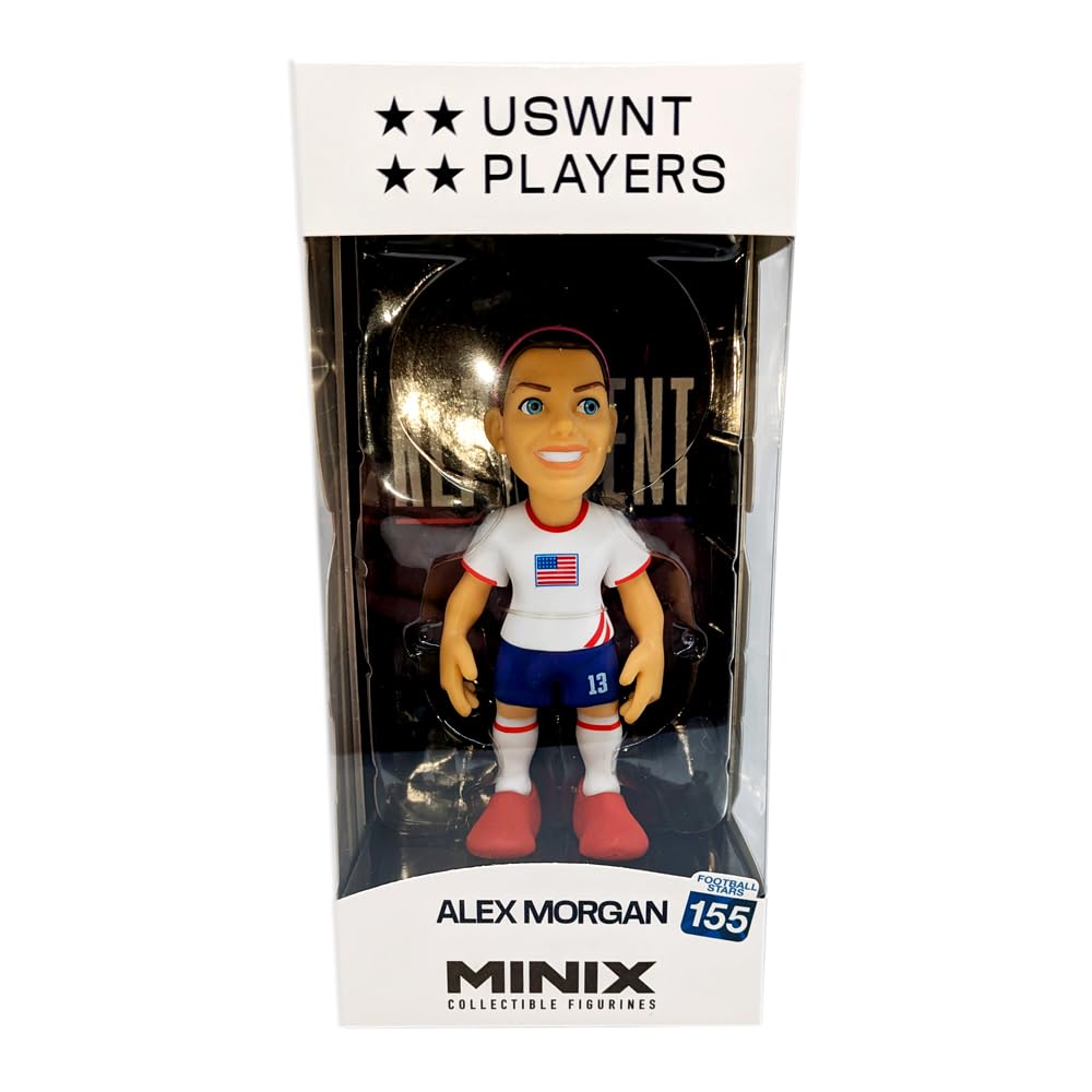 MINIX collectible figurine of Alex Morgan in USWNT kit standing 12cm tall in red, white, and blue uniform