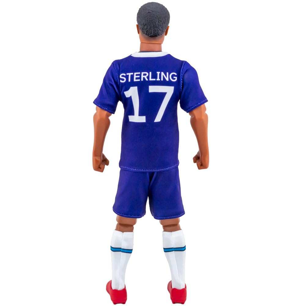 Sockers officially licensed 30cm Raheem Sterling figurine in blue kit with poseable joints and mini match ball