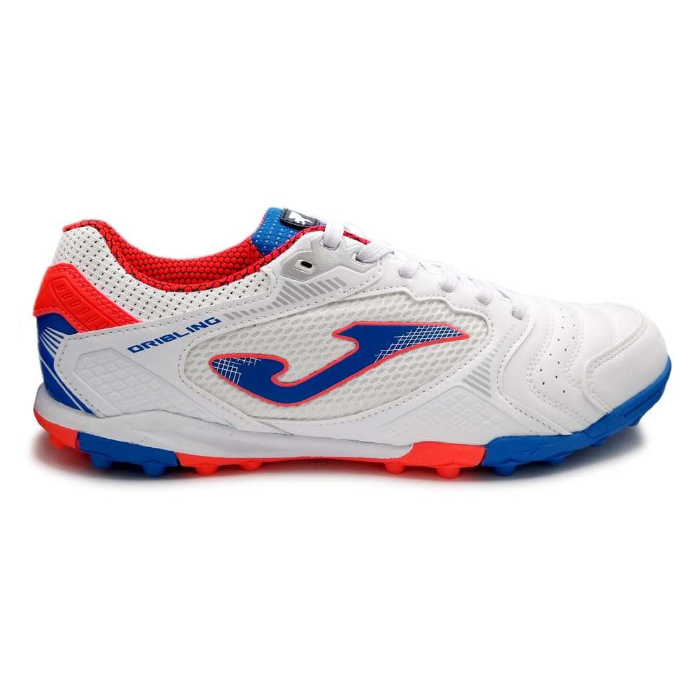Joma Dribling Turf white and red adult soccer shoes with durable sole and breathable upper