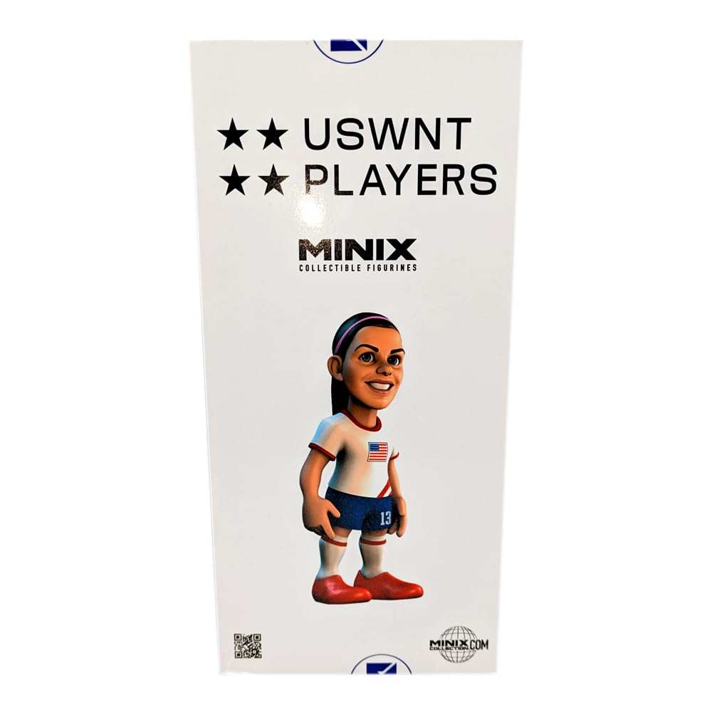 MINIX collectible figurine of Alex Morgan in USWNT kit, 12cm tall, red white and blue colors, detailed soccer collectible