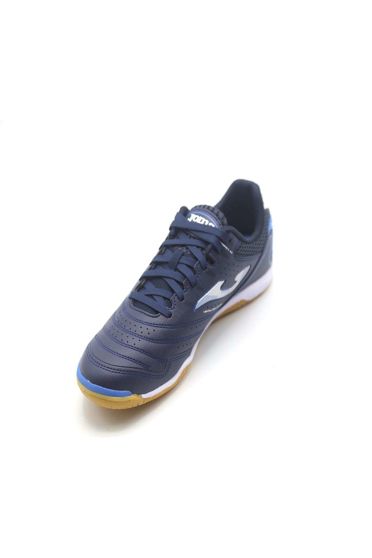 Joma Maxima unisex white futsal shoe with synthetic upper, laces, and durable rubber sole