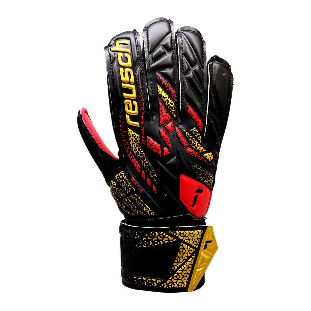 Reusch Attrakt Solid junior goalkeeper gloves with durable latex-free design and secure grip for youth soccer
