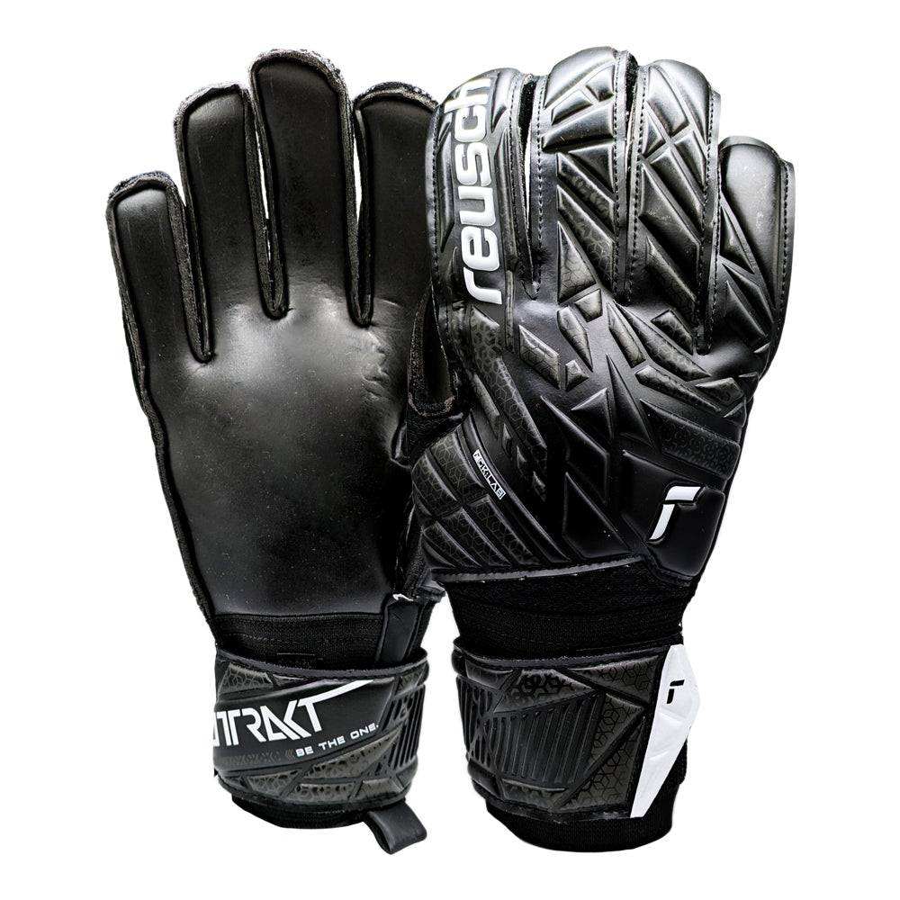 Reusch Attrakt Solid goalkeeper gloves with durable synthetic latex palm and adjustable strap for secure fit