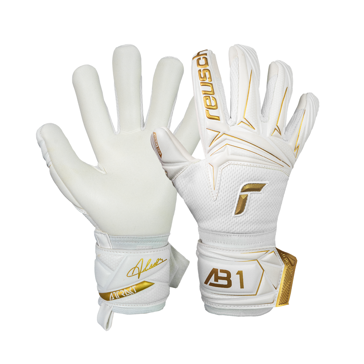 Reusch Attrakt AB1 Advance Junior goalkeeper gloves in White-Gold