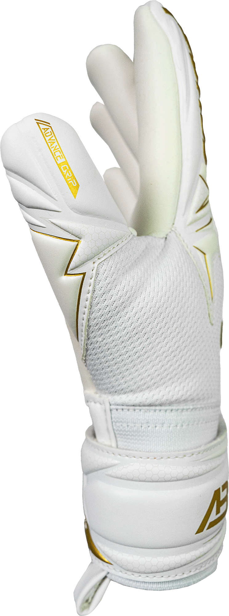 Reusch Attrakt AB1 Advance Junior goalkeeper glove in White-Gold, side view