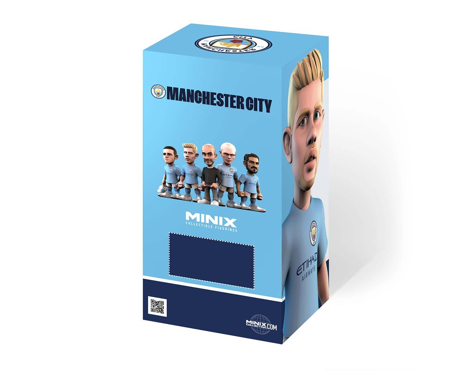 MINIX collectible figurine of Kevin De Bruyne in red Manchester City kit, 12 cm detailed soccer figure