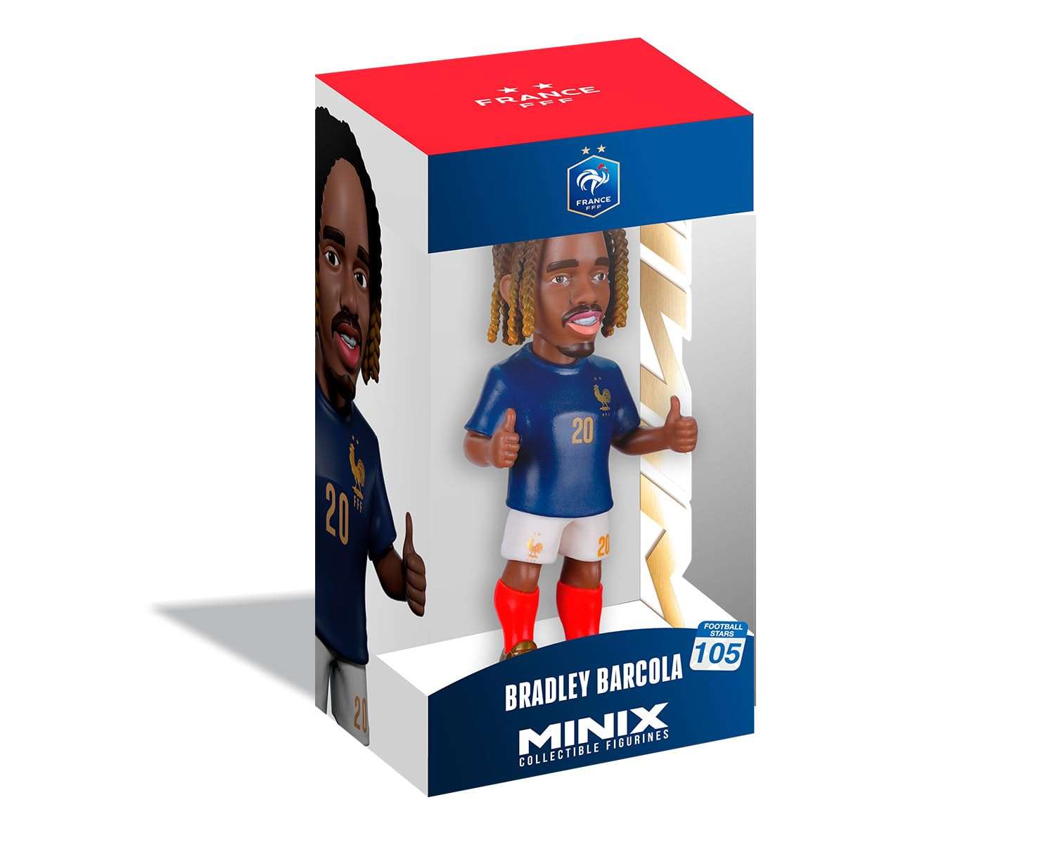 Minix France National Team collectible figurine of Bradley Barcola in official kit, 12cm tall detailed soccer player model