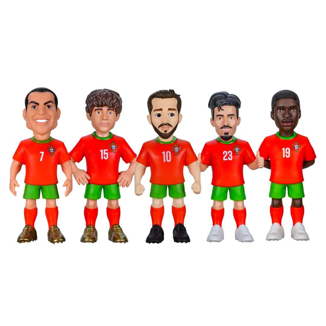 Minix Portugal National Team 5-pack soccer figurines in official kits, detailed player likenesses, 7cm tall collectible set
