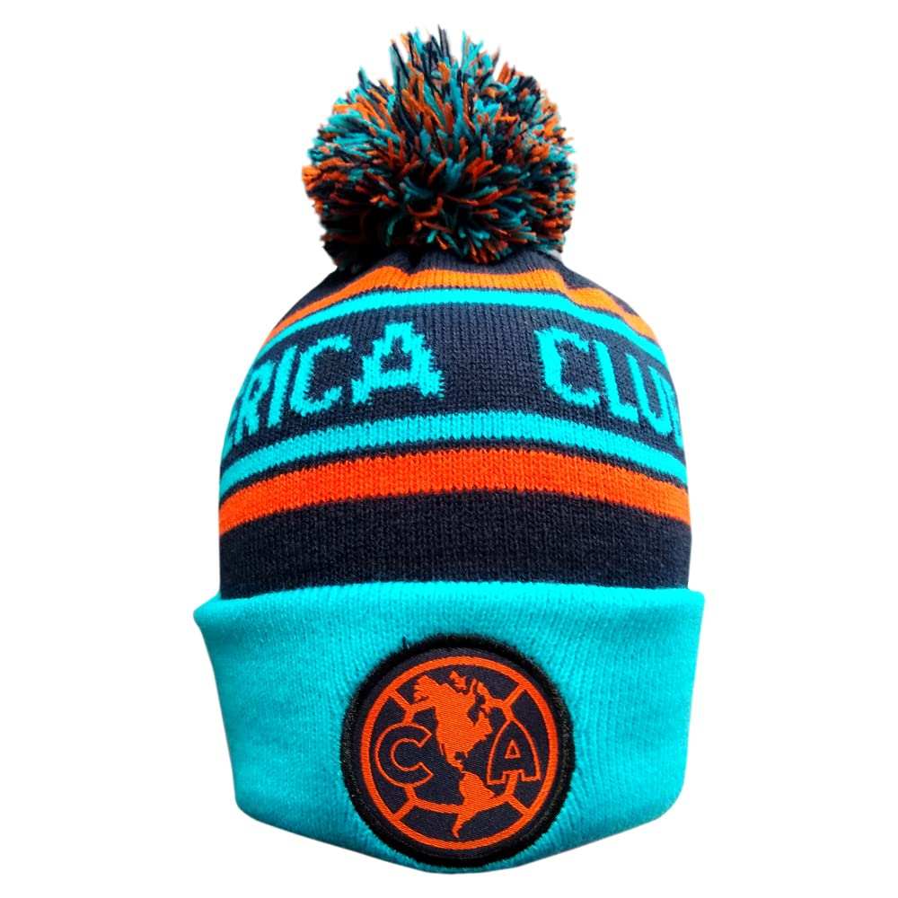 Fan Ink Club América multicolor cuffed beanie with embroidered crest and stretchable knit design