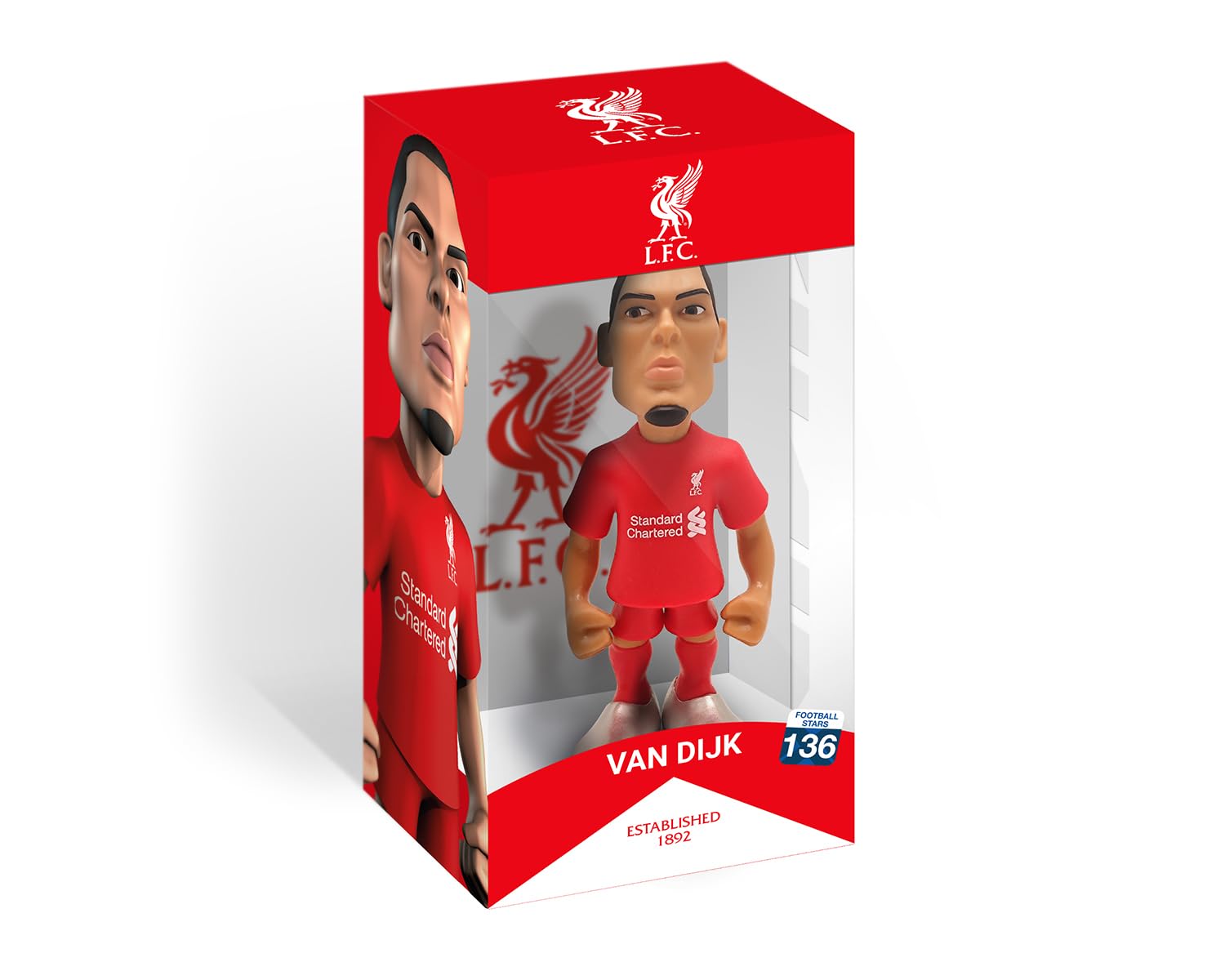 MINIX collectible figurine of Virgil Van Dijk in Liverpool FC red kit, 12 cm tall soccer collectible