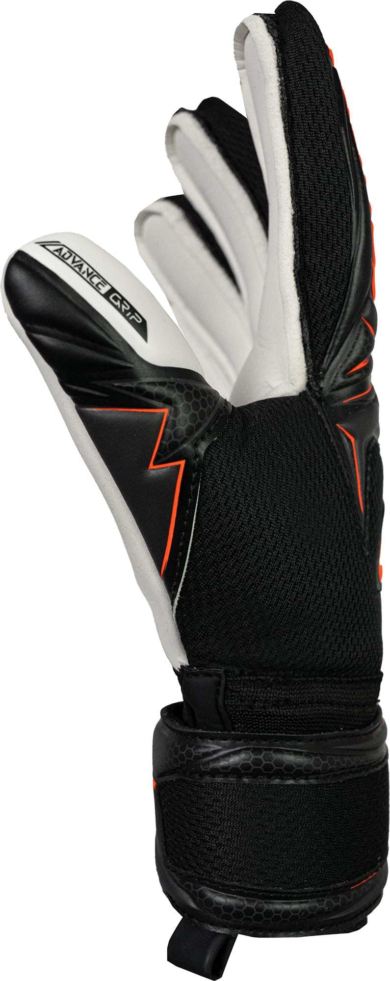 Reusch Attrakt Advance Junior goalkeeper gloves in black and orange with Reusch Grip Advance latex and finger support technology