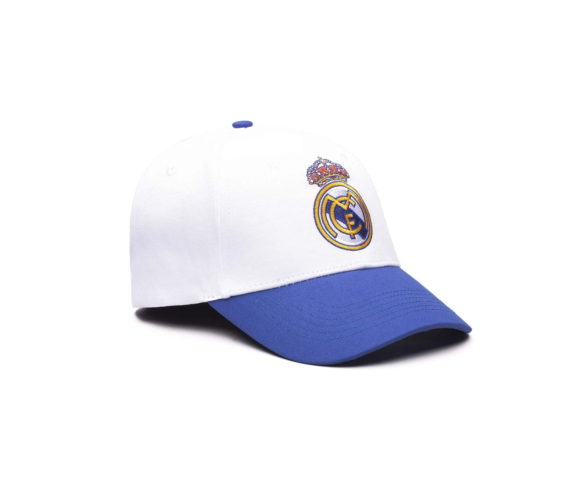 Fan Ink Real Madrid adjustable royal and white 2-tone soccer cap with embroidered crest