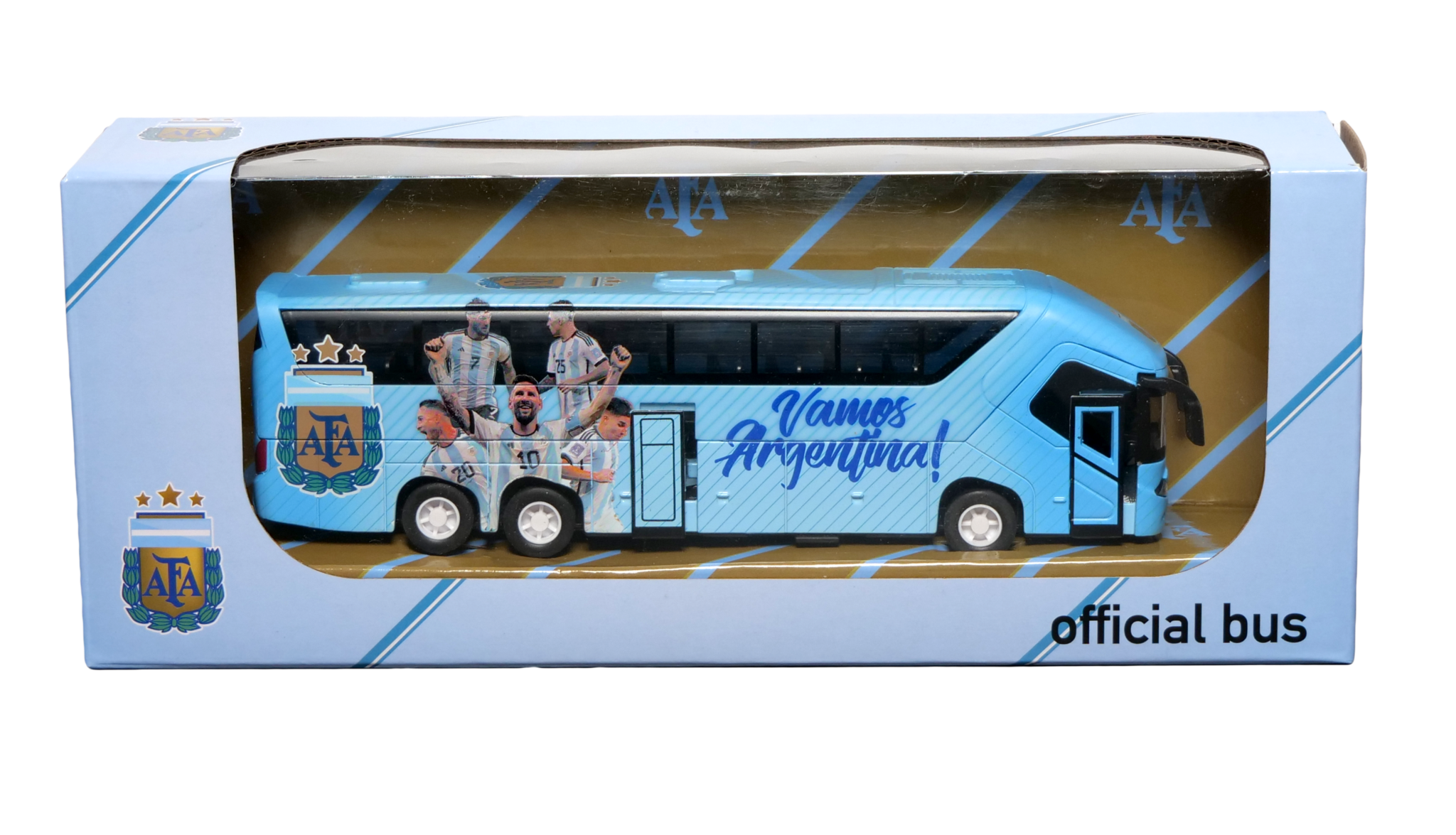 Official soccer miniature mini bus toy collectible with authentic team colors and branding