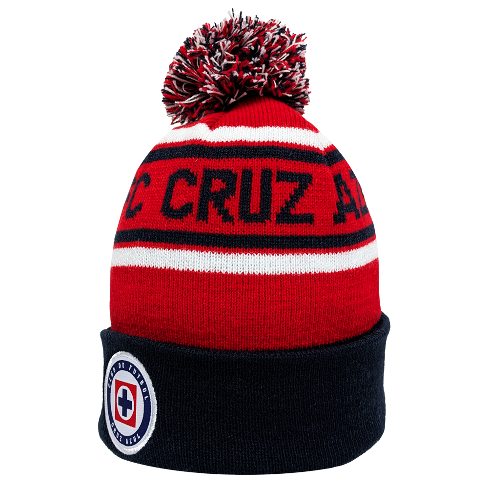Unisex premium football beanie with embroidered team logos for warmth and fan style