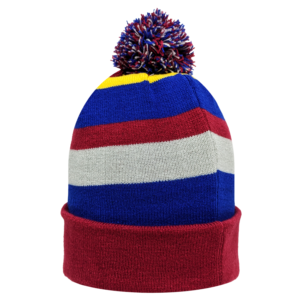 Fan Ink officially licensed international soccer knit cap with club crest, pom-pom, soft acrylic yarn, and stretchable fit for warmth and comfort.