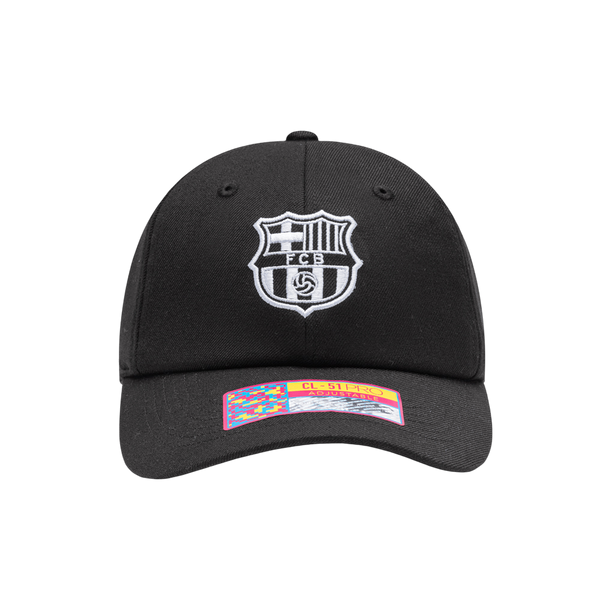 Barcelona Cap adjustable unstructured collegiate style hat with embroidered FC Barcelona logo