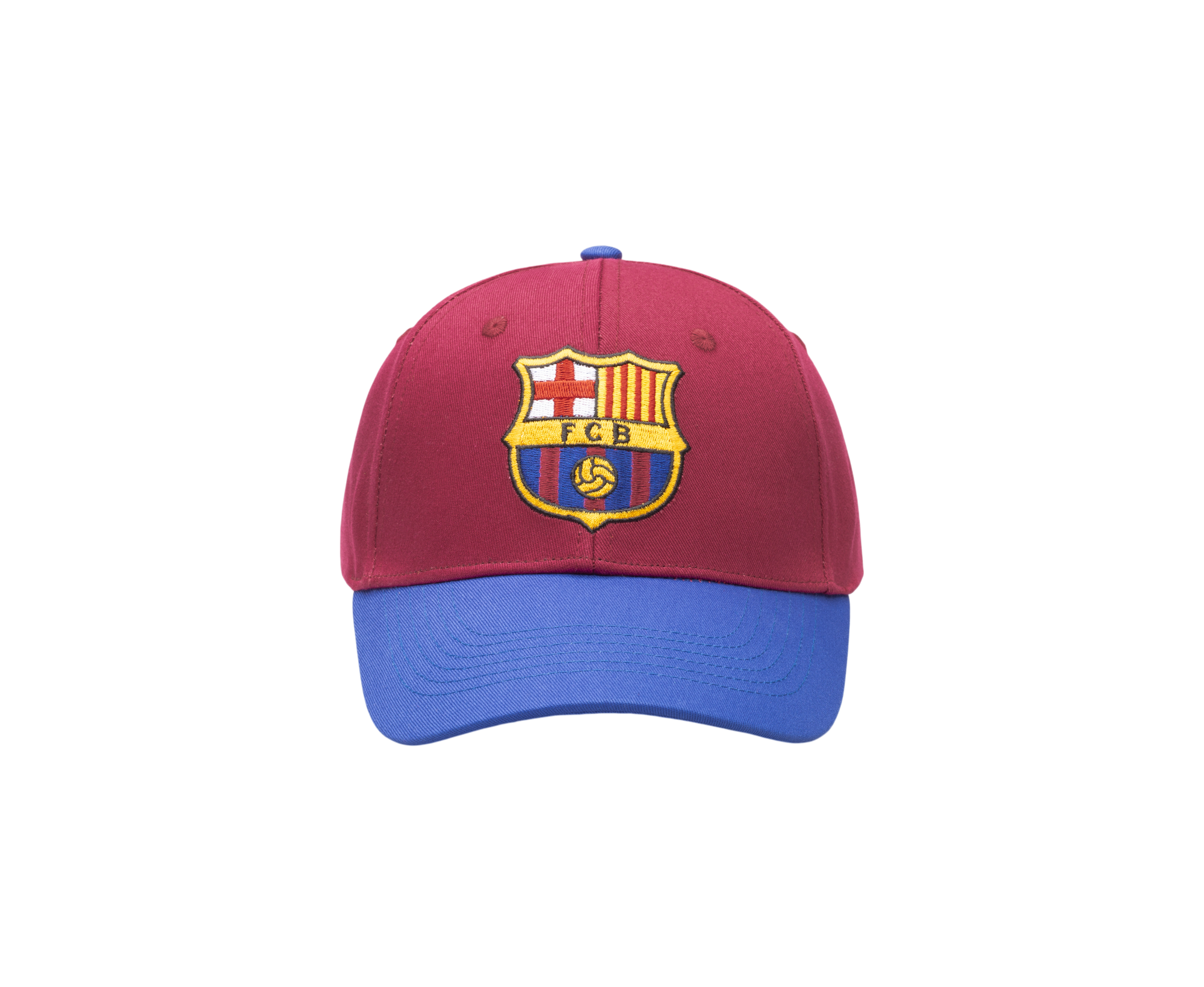 Officially licensed adjustable football hat in red and blue with embroidered club crest, sporty 2-tone design.