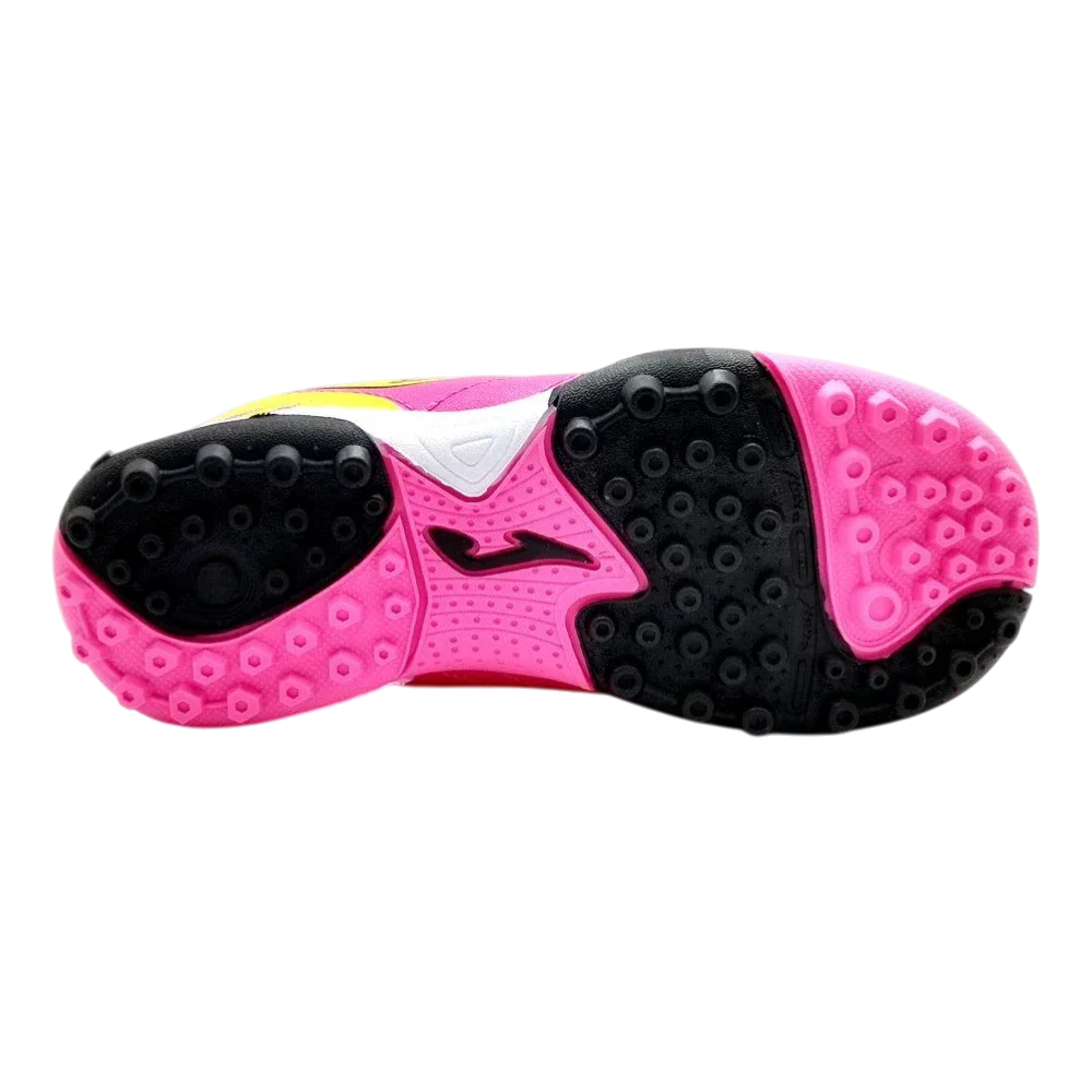 Joma Toledo Junior Kids Turf Soccer Shoes in bright colors with turf-specific grip and soft cushioning for young soccer players