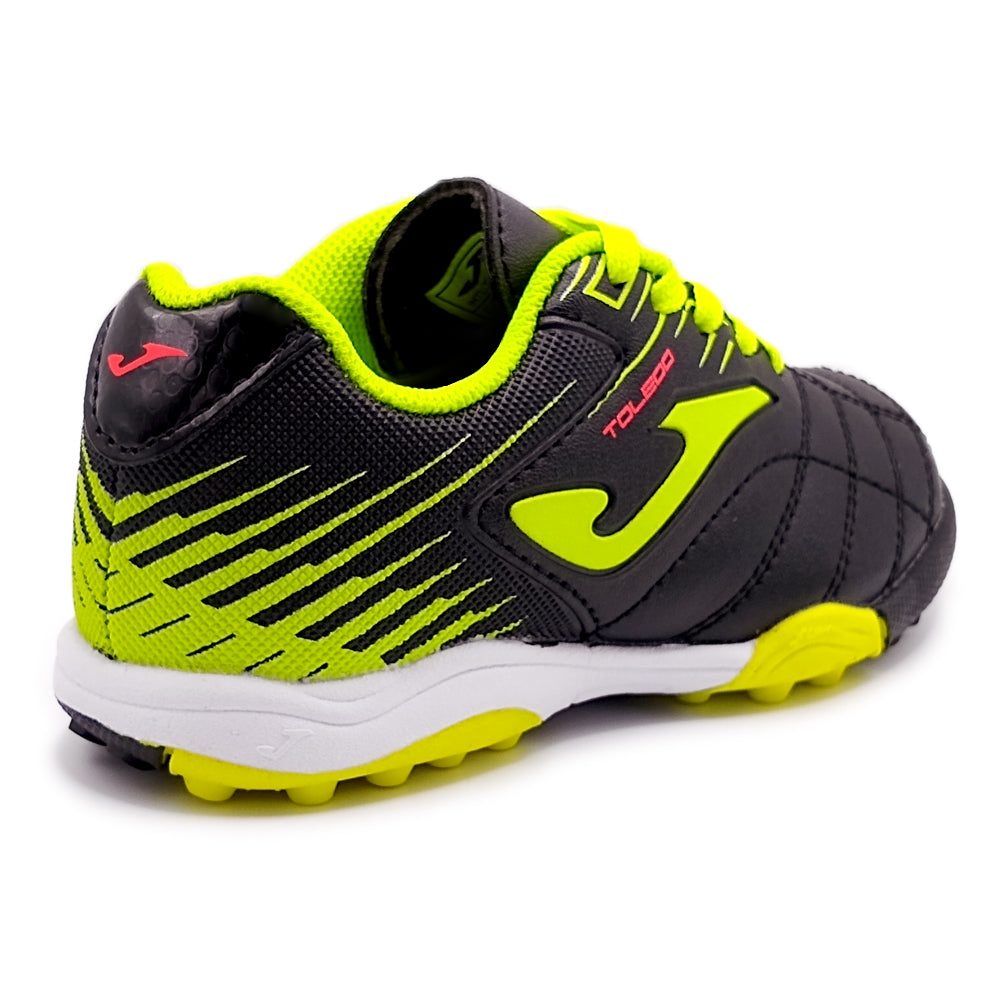 Joma Toledo Junior Turf Soccer Shoes with synthetic Fibertec upper and rubber outsole for excellent traction.