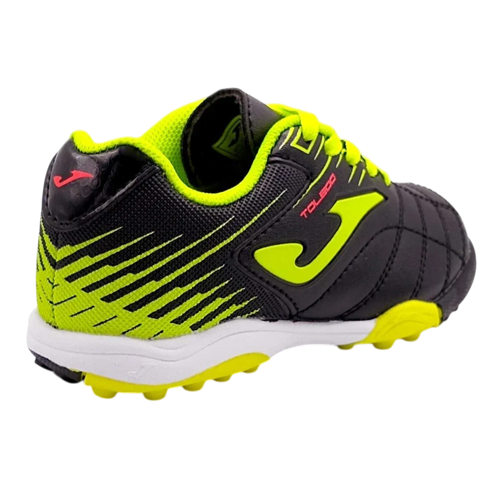 Joma Toledo Junior Kids Turf Soccer Shoes in bright colors for comfortable, durable, and grippy play on artificial turf