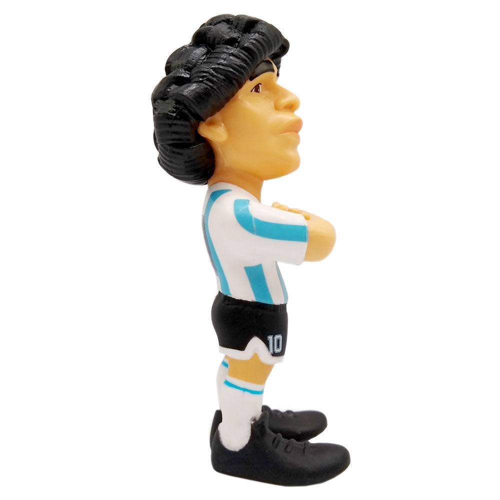 Minix Diego Maradona Argentina Figurine in a white and sky-blue striped football kit, with black curls and folded arms.