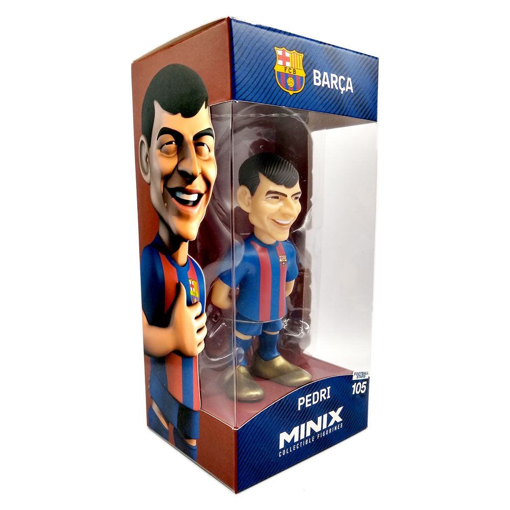 Minix Barcelona Football Stars collectible figurine of Pedri in official Barcelona kit, 12cm tall, in display packaging