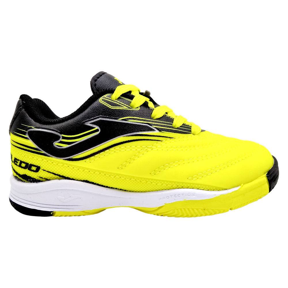 Joma Toledo Junior Indoor Soccer Shoes in vibrant yellow and black.