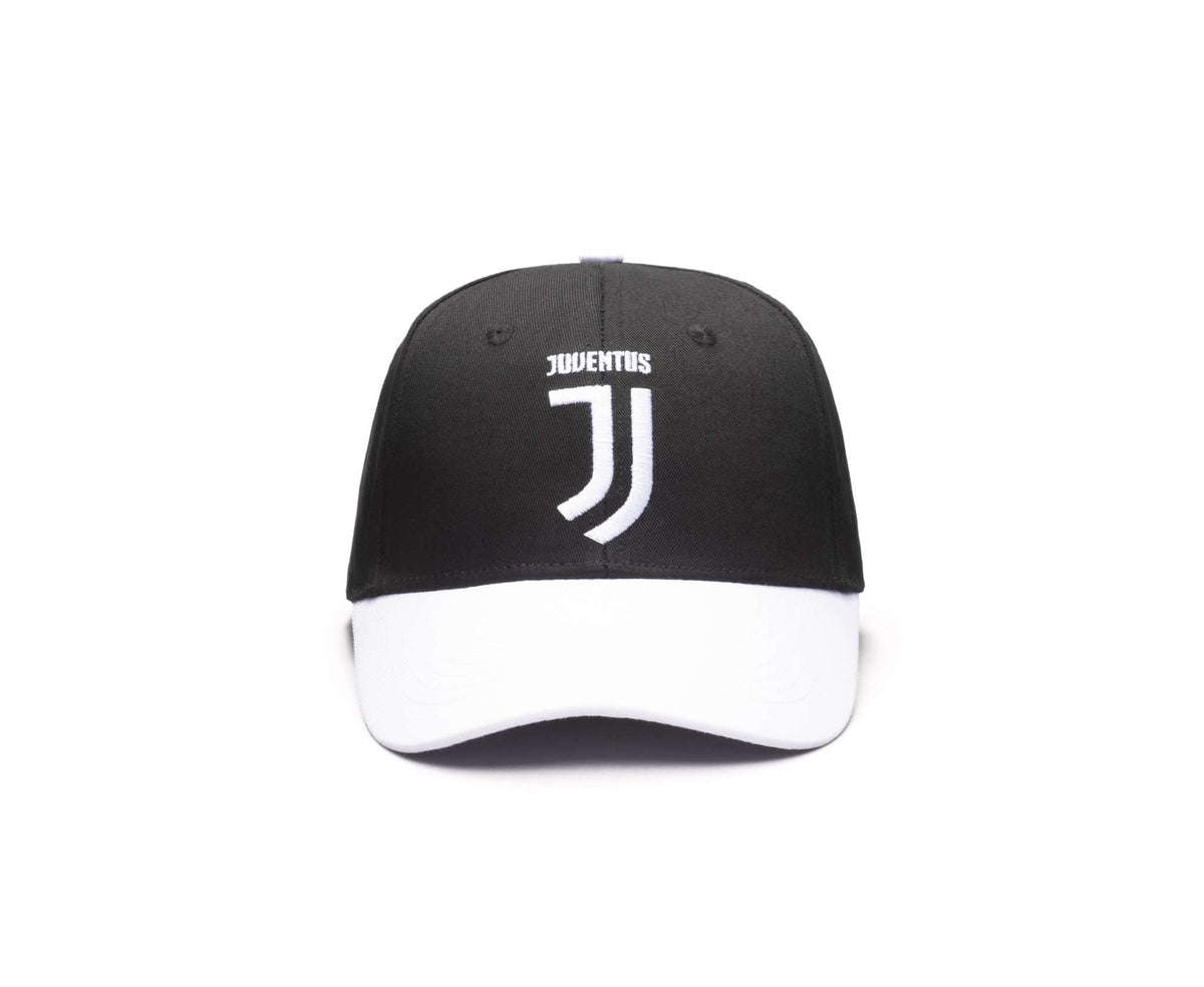 Juventus Two-Tone Adjustable Cap in black and white, with an embroidered Juventus crest and contrasting white brim.