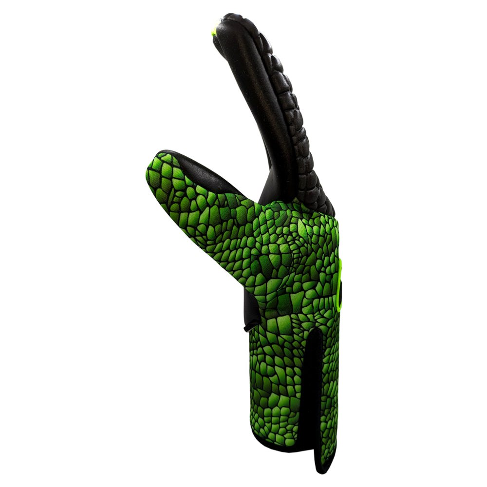 Black and gold Reusch Venomous goalkeeper gloves with super-sticky latex grip for elite shot-stopping performance