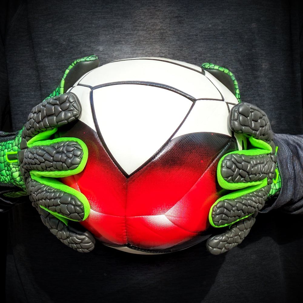 Reusch Venomous Gold X black and gold goalkeeper gloves with super-sticky latex grip and flexible backhand for elite shot-stopping performance