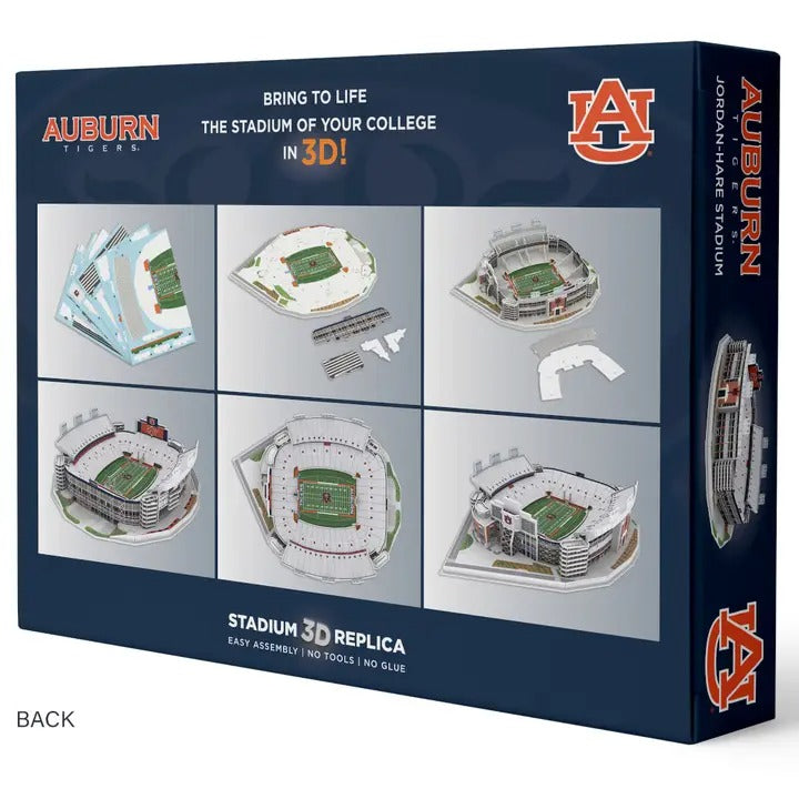 Auburn Tigers Jordan-Hare Stadium 3D puzzle box back with assembly stages