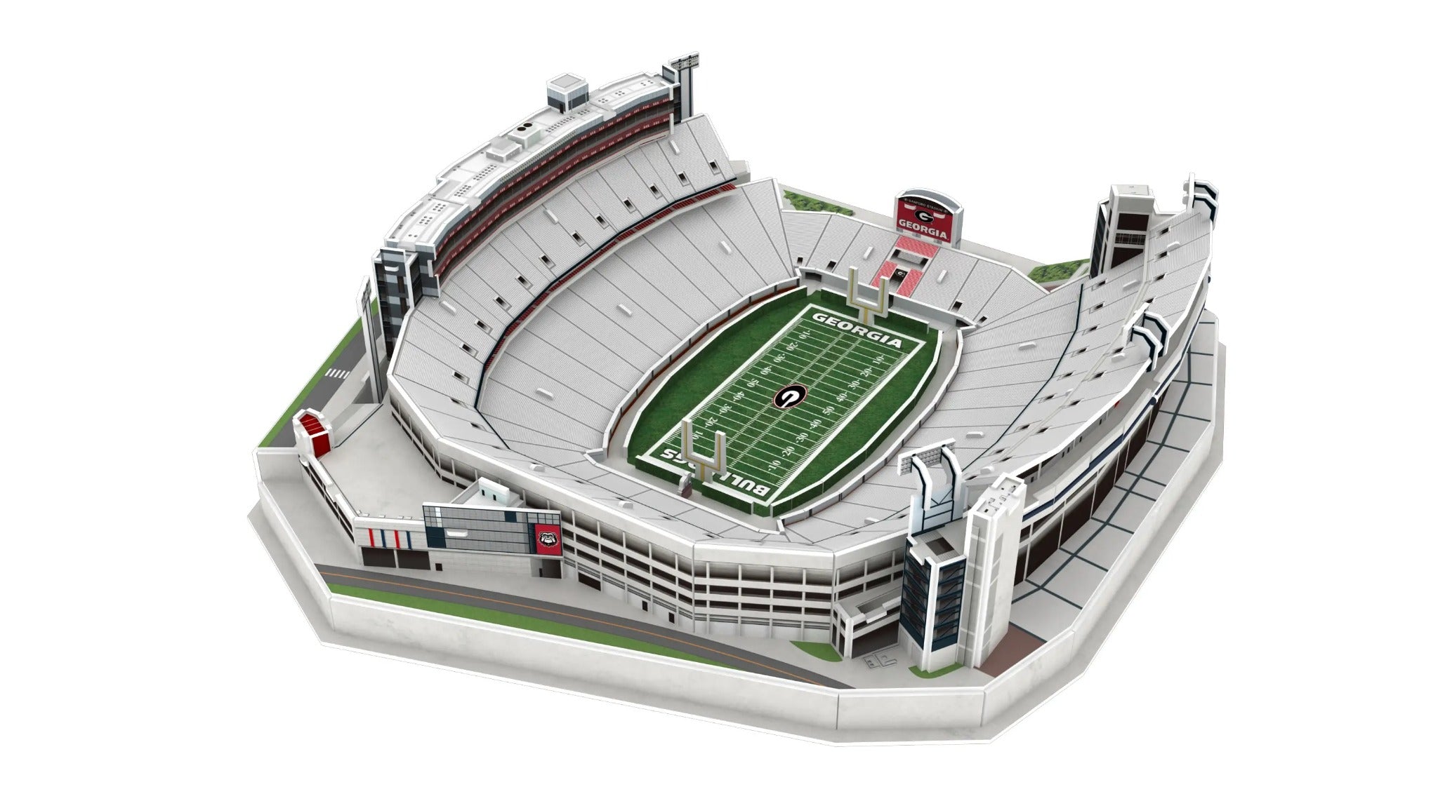 Georgia Bulldogs Sanford Stadium 3D puzzle showing detailed 93-piece stadium replica in team colors